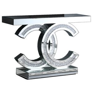 CHANEL Mirrored Double C Logo Console Table in Silver